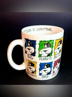 Vintage 1997 Big Dogs Attitude Is Everything Coffee Mug Oversized Heavy Ceramic